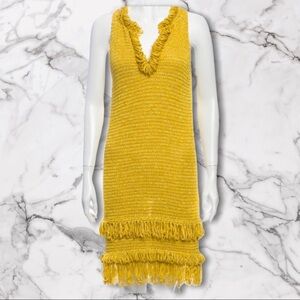 Missoni yellow Gold shift Dress with fringe